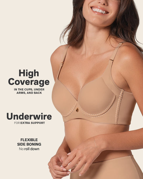 Leonisa Back Smoothing Bra With Soft Full Coverage Cups
